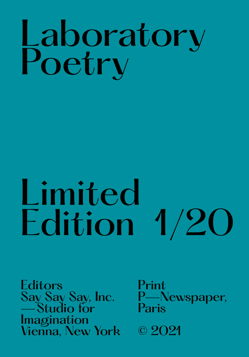 'Laboratory Poetry', limited edition newsprint